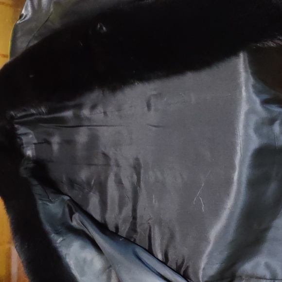 Black Leather Stroller Jacket with Black Fox Trim - Picture 6 of 6